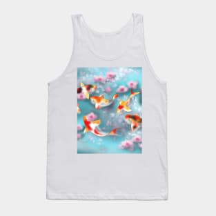 Sakura and koi carp in aqua pond Tank Top